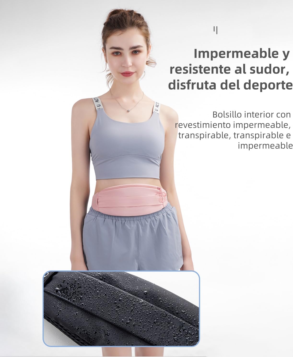 Cangurera Deportiva para Hombre Mujer, Cangurera Riñonera Deportiva para Correr, Riñonera de Marcha con Cinturón Regulable, Impermeable y ligero, para Viaje, Correr, Ciclismo y Gimnasio (Rosa)