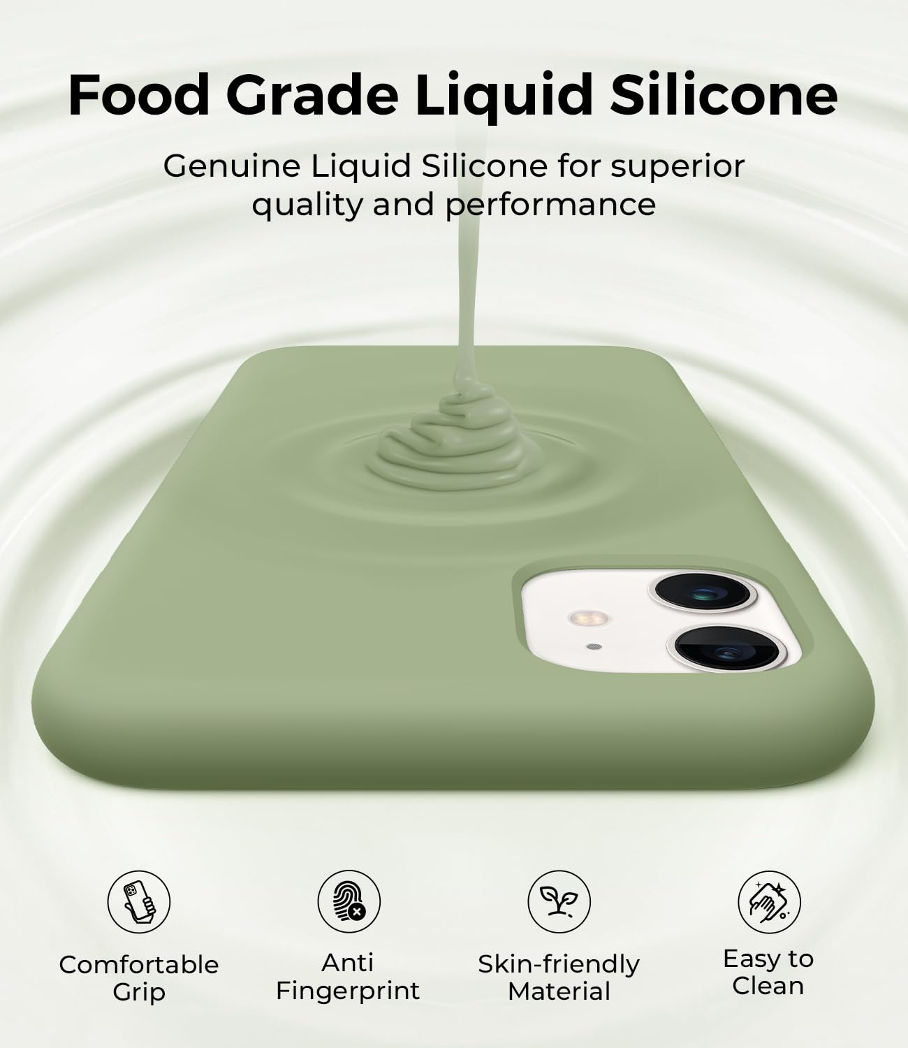 AOTESIER - Funda de silicona de grado alimentario compatible con iPhone 11, protección completa contra caídas y antiarañazos, soporte para carga inalámbrica, verde té