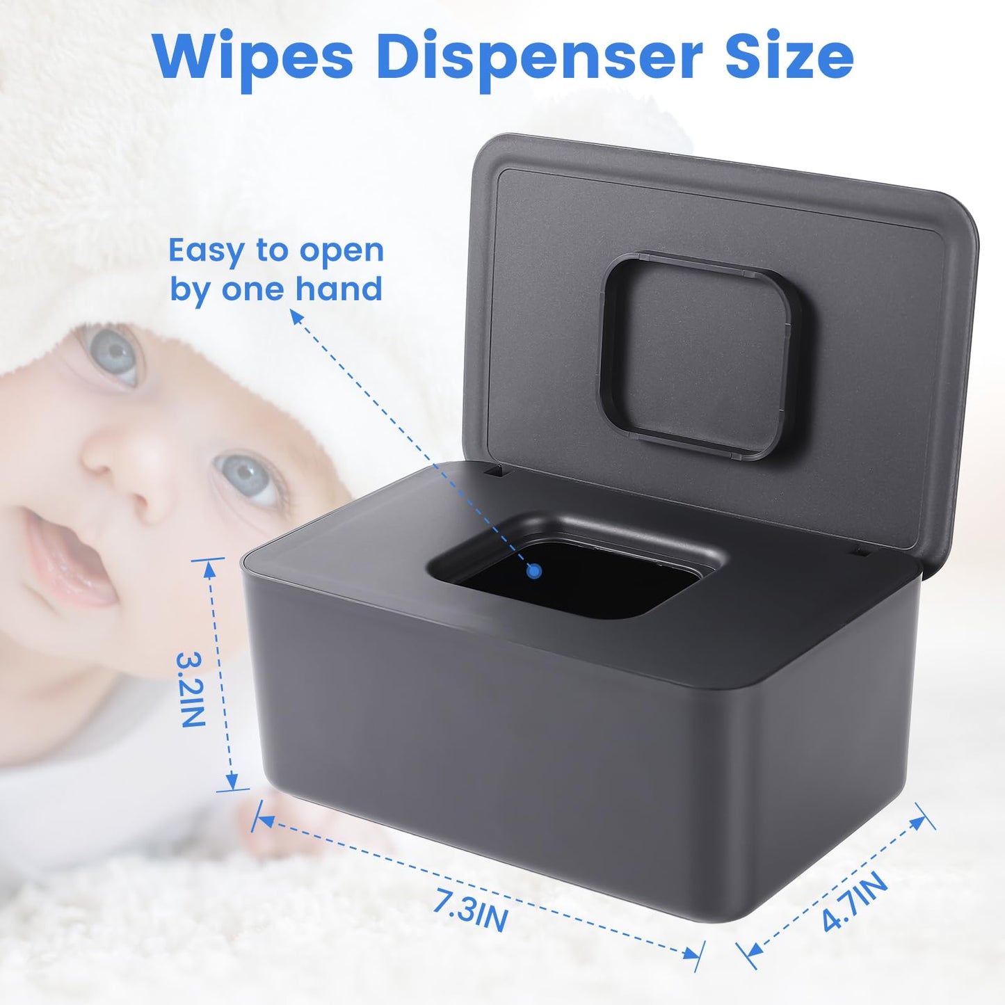 Lijroavy - Dispensador de toallitas para bebé, soporte para toallitas frescas, contenedor de toallitas antideslizantes, caja de toallitas recargable, funda para toallitas para bebés con tapa de diseño