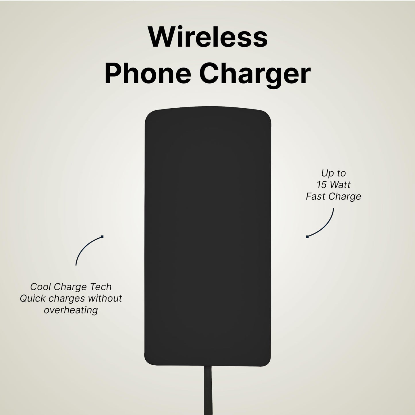 It's Just Smart - Cargador inalámbrico ultra delgado, hasta 15 W de carga rápida, cargador de teléfono con certificación Qi compatible con Samsung, iPhone y todos los dispositivos habilitados para Qi