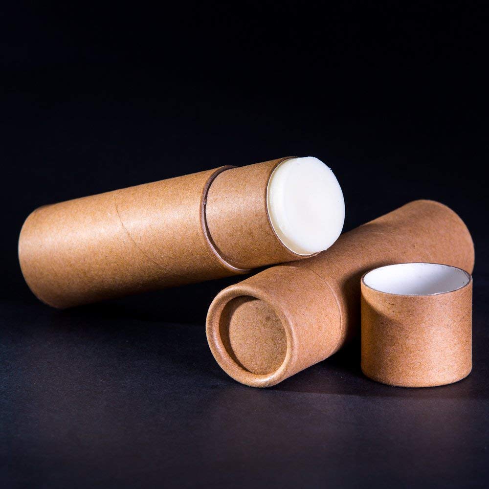 Healthcom - 10 tubos de cartón para bálsamo labial de 1 onzas, tubo de papel kraft para lápiz labial, envases vacíos, envases rellenables, tubo redondo de papel sólido para muestras cosméticas