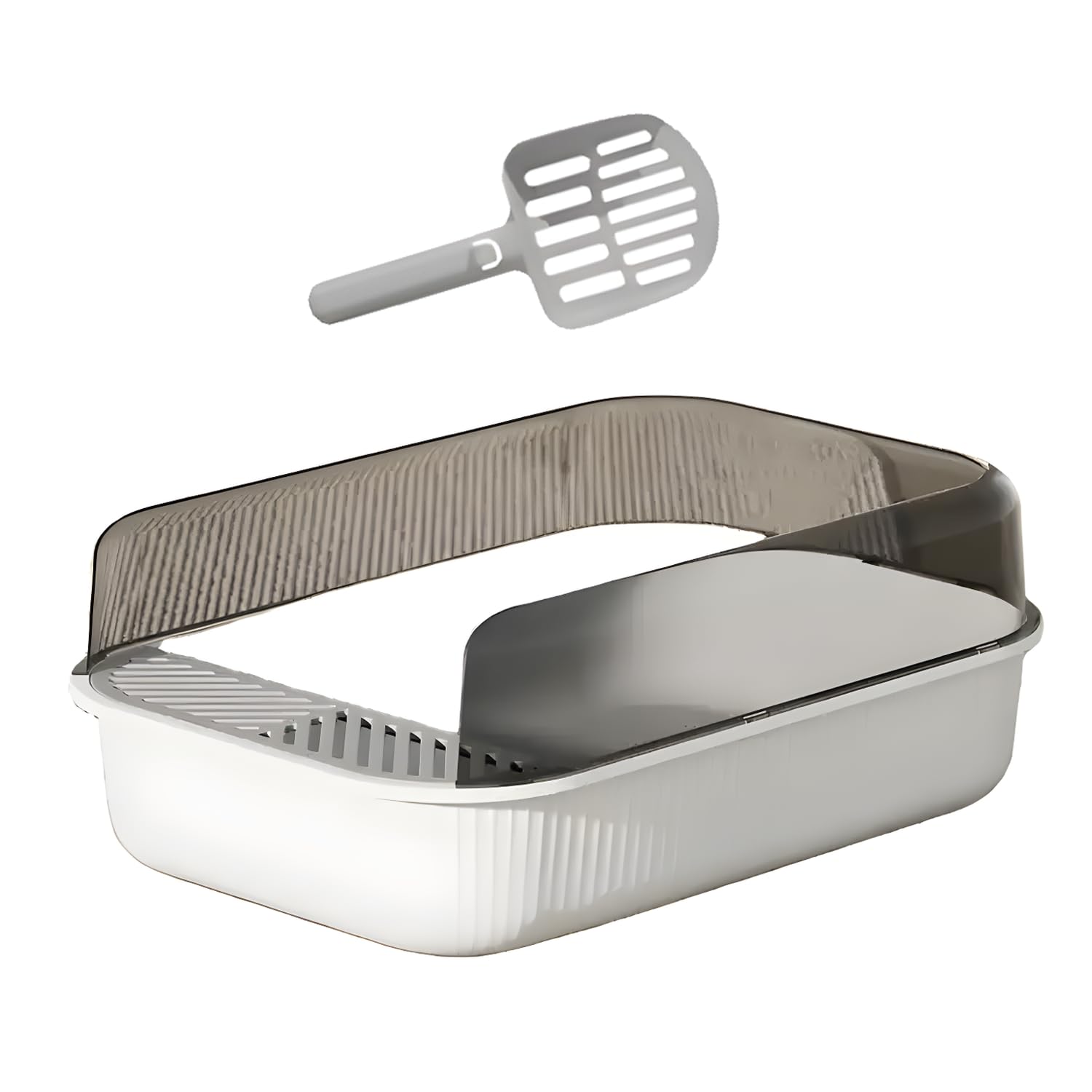 Arenero Grande para Gato MATCHI Blanco con Extensión y Pala Limpiadora