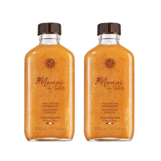 Yves Rocher Monoi de Tahiti DUO PACK Aceite corporal hidratación y brillo efecto destellante para cuerpo y pelo: 2 piezas (100 ml C/U)