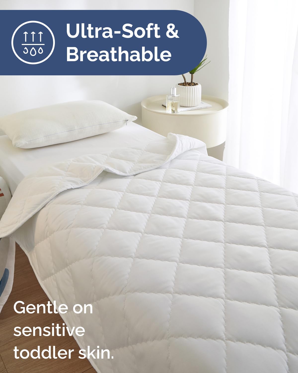 Edredón para niños pequeños, suave, ligero, manta para todas las estaciones, para niños y niñas, ropa de cama acogedora para cuna y cama de niños pequeños, 39 x 47 pulgadas, color blanco