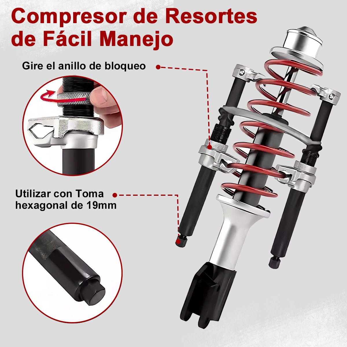 Kit Compresor de Muelles ADILIKADII Negro 2000Lbs para Coche Camión Motocicleta