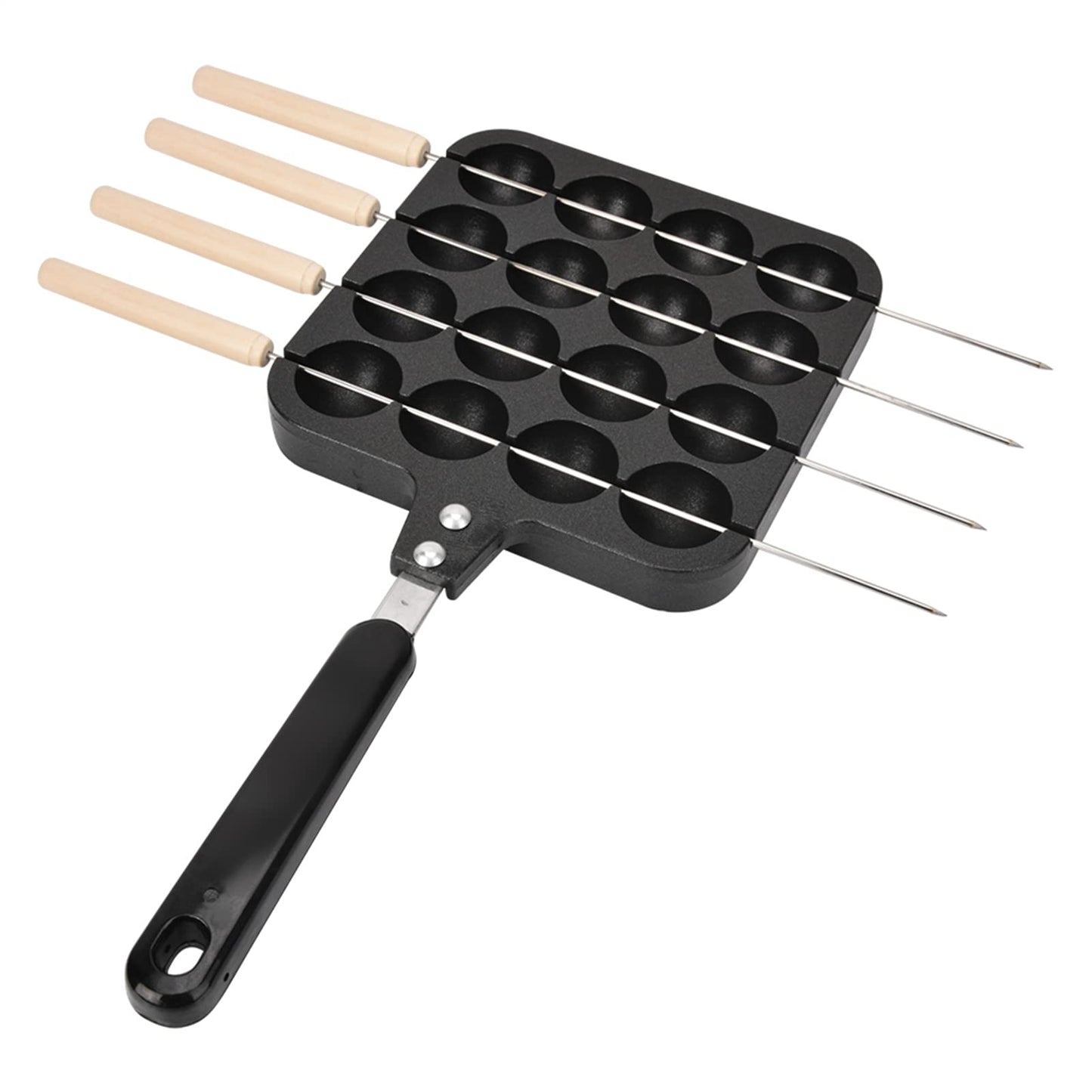 Plato Antiadherente para Parrilla Takoyaki Sólido con 16 Agujeros y 4 Pines para Hornear