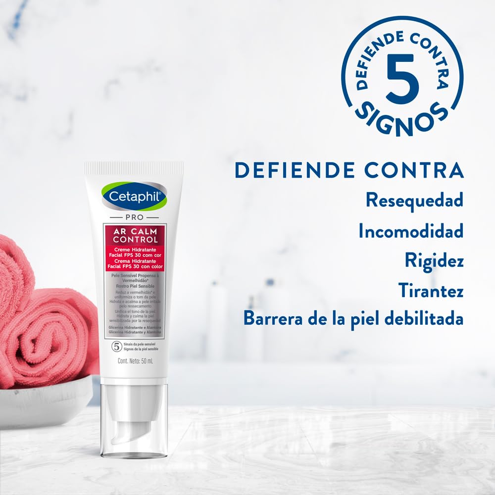 Cetaphil PRO AR Calm Control Hidratante de Día con FPS30, Hidrata y Unifica la Piel con Enrojecimiento Recomendada por Dermatólogos para Piel Sensible - 1 pieza de 50 ml