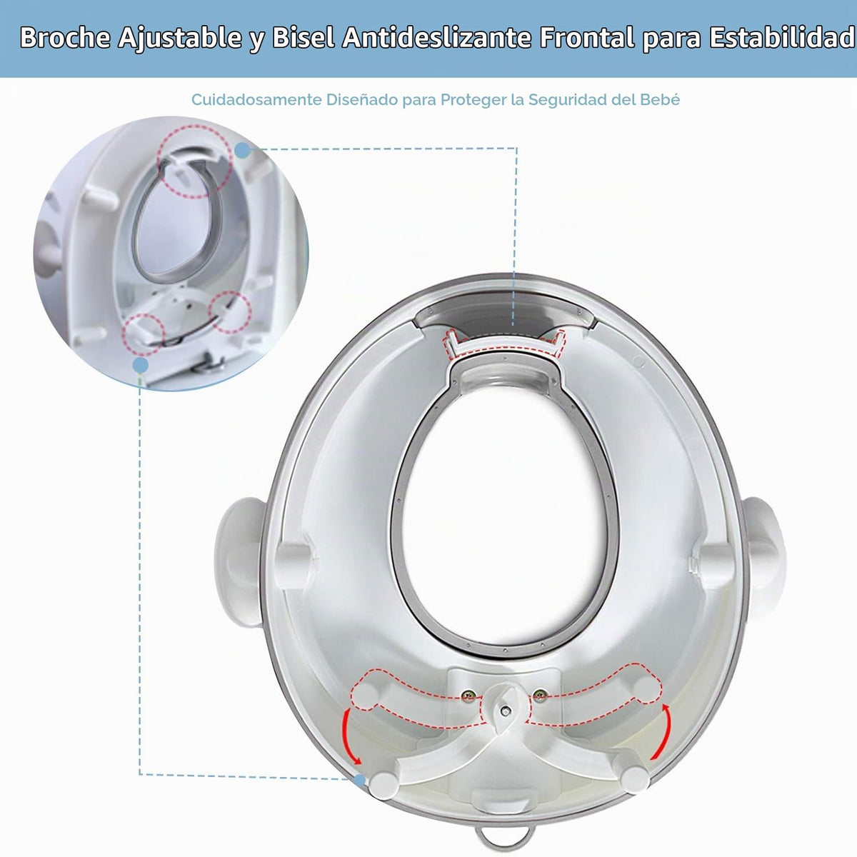 Angelbliss Asiento de inodoro infantil, para entrenamiento de Baby Potty, asiento de inodoro para niños y niñas, doble acolchado antideslizante, con asa y protección contra salpicaduras (Gris)