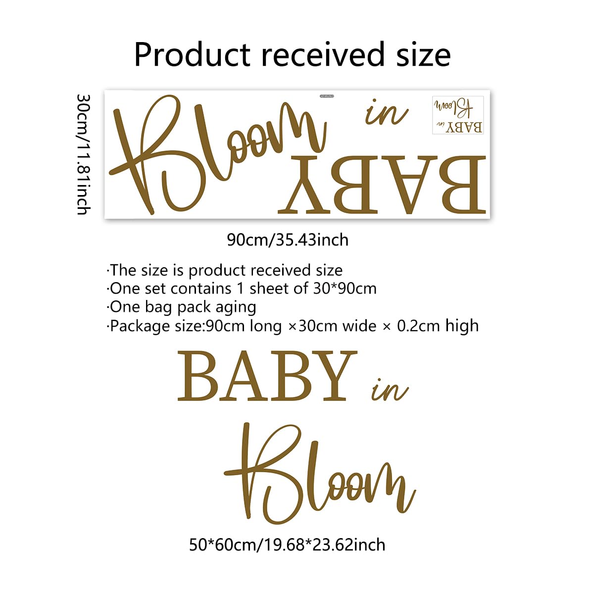 Letrero de decoración de pared para embarazo, diseño de bebé en flor para fiesta con texto en inglés "Baby in Bloom"