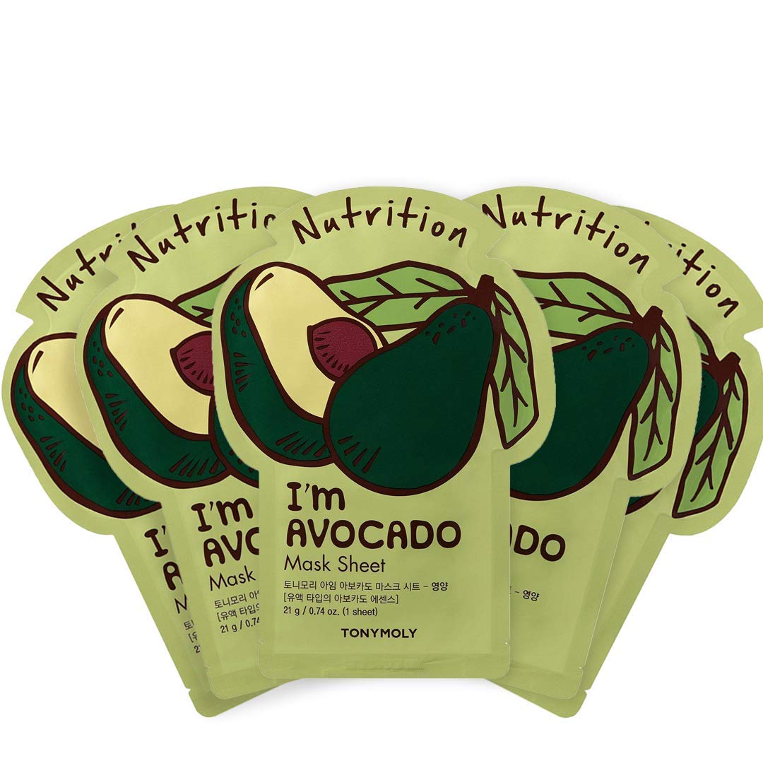Tonymoly Mascarilla Facial Nutritiva de Aguacate I´m Real 5Pzas.