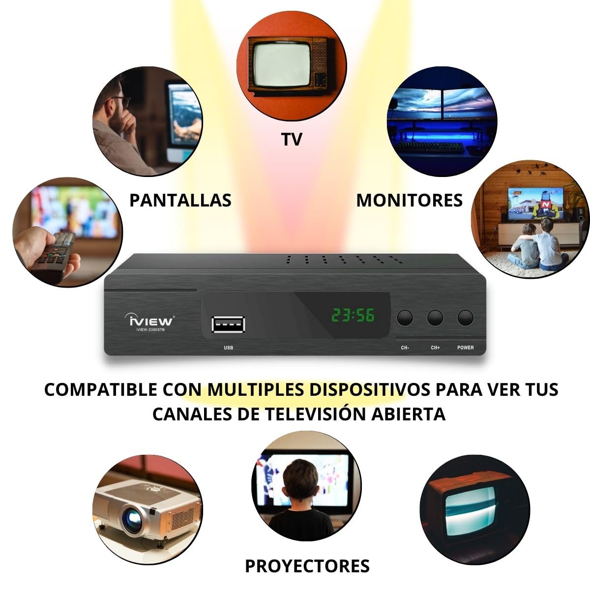 LUXVI 📺 Decodificador Full HD 1080p - Sintonizador Digital para Televisores Convencionales - Grabación PVR y Control Remoto Incluido