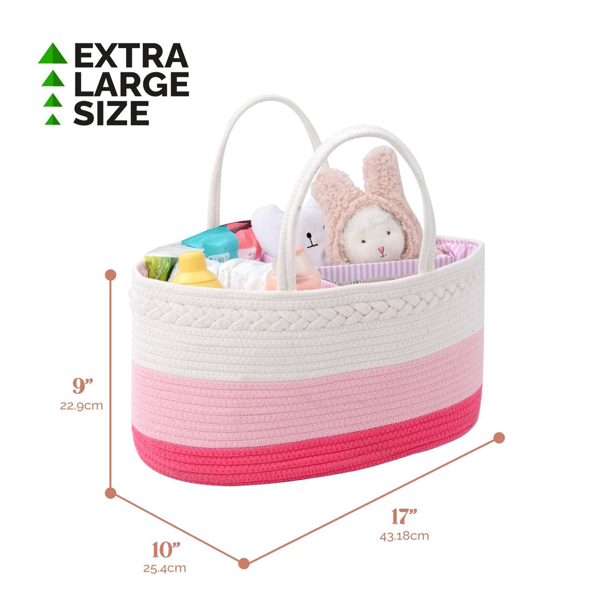 luxury little Organizador de pañales para bebé, cesta de pañales extragrande con cuerda de algodón para guardería, organizador de cambiador, bolsa portátil con divisor, almacenamiento de coche, regalos de baby