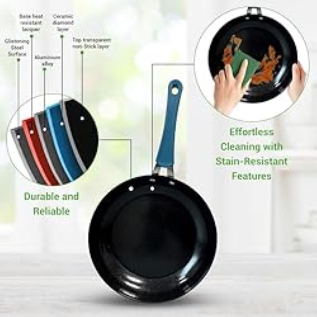 nutrichef Nonstick Cookware Excilon, Home Kitchen Ware Pots Pan Set with Saucepan, Frying Pans, Cooking Pots, Lids, Utensil PTFE/PFOA/PFOS Free, 11 Pcs, Azul Royal