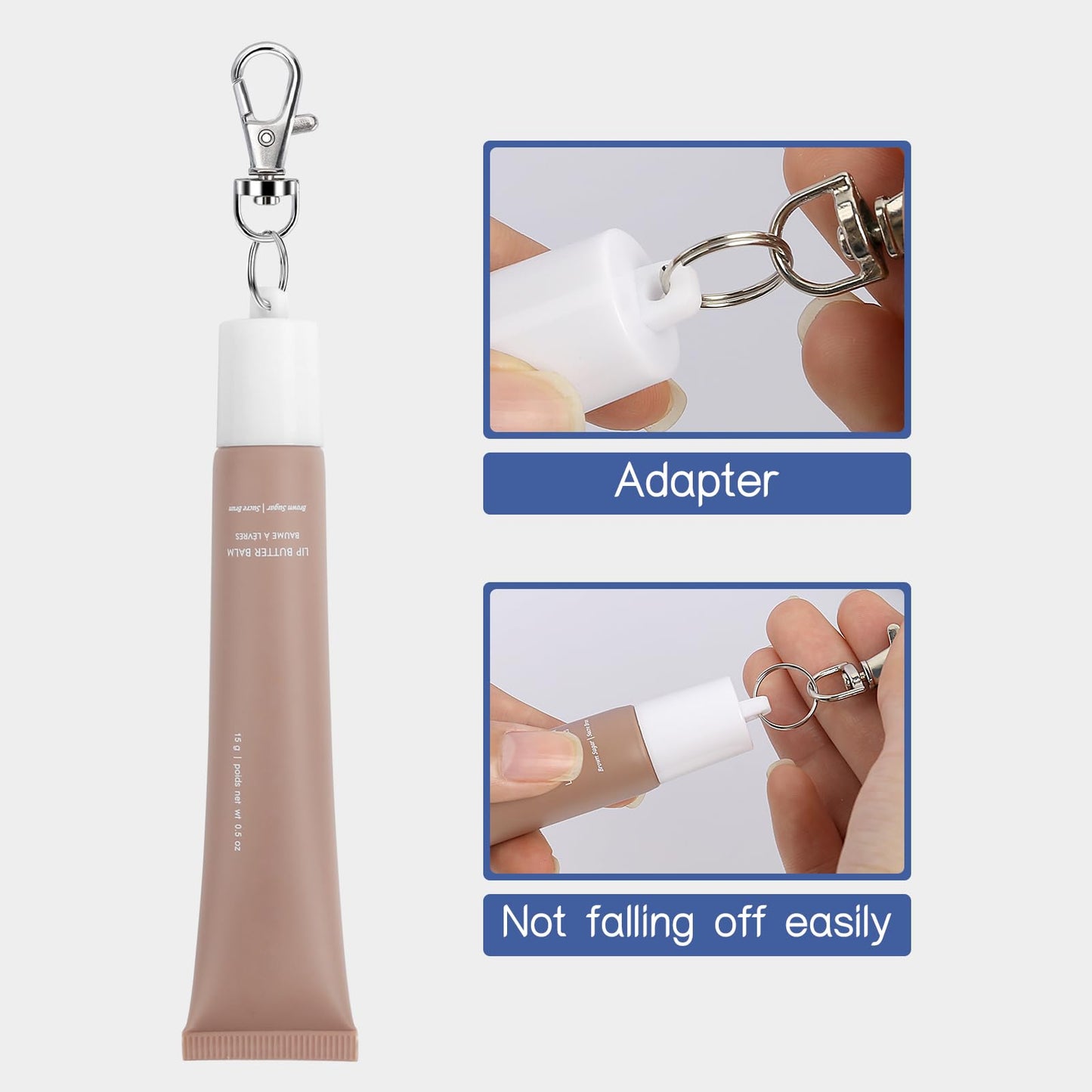 Llavero para llavero de 14 ml con bálsamo labial de 0.5 onzas, compatible con LANGIGE de 0.35 onzas, soporte portátil para llavero, Color, L