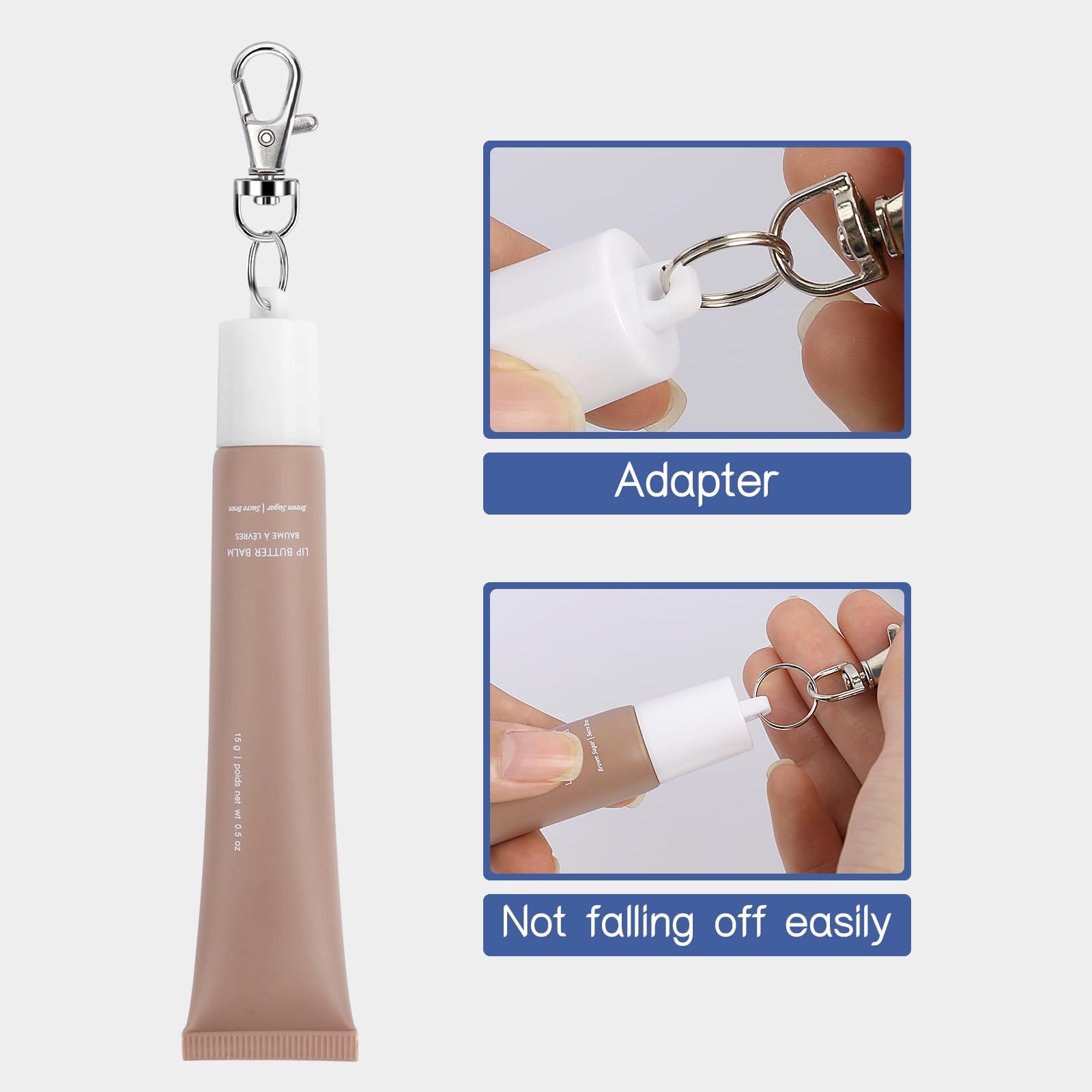 Llavero para llavero de 14 ml con bálsamo labial de 0.5 onzas, compatible con LANGIGE de 0.35 onzas, soporte portátil para llavero, Color, L
