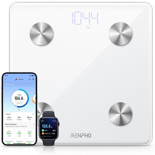 Báscula digital RENPHO para peso corporal y grasa, báscula inteligente BMI Elis 1 báscula de peso de baño para personas, báscula de grasa corporal con monitor de composición corporal, 400 libras
