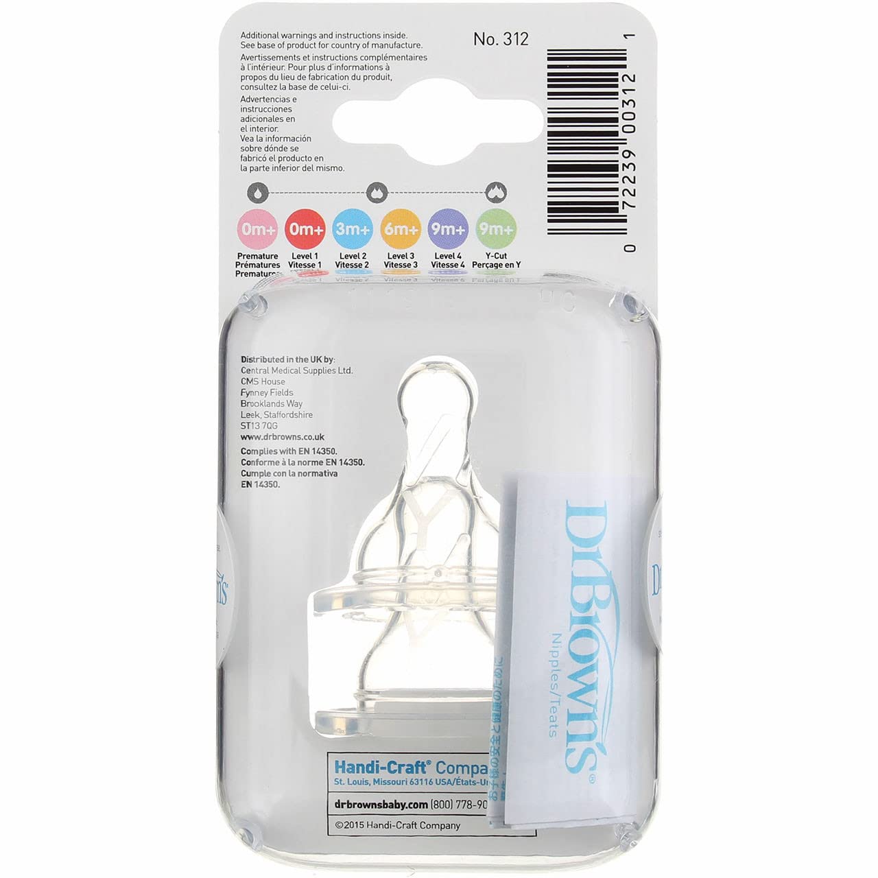 Dr. Brown's - Pezones de silicona de corte en Y estándar de flujo natural de 9 m+ - Paquete de 2
