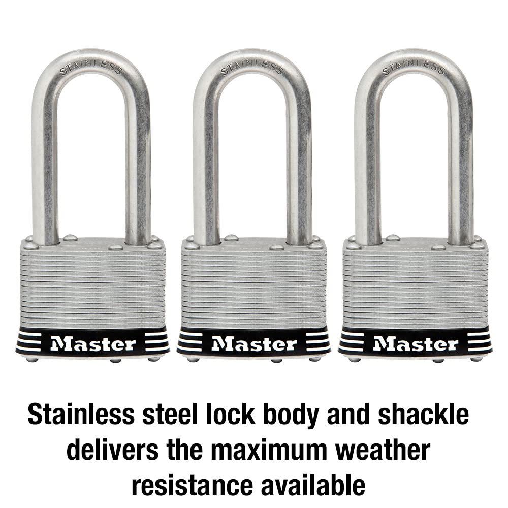 Candado de Acero Inoxidable Master Lock Exterior Llave Paquete de 3 Unidades