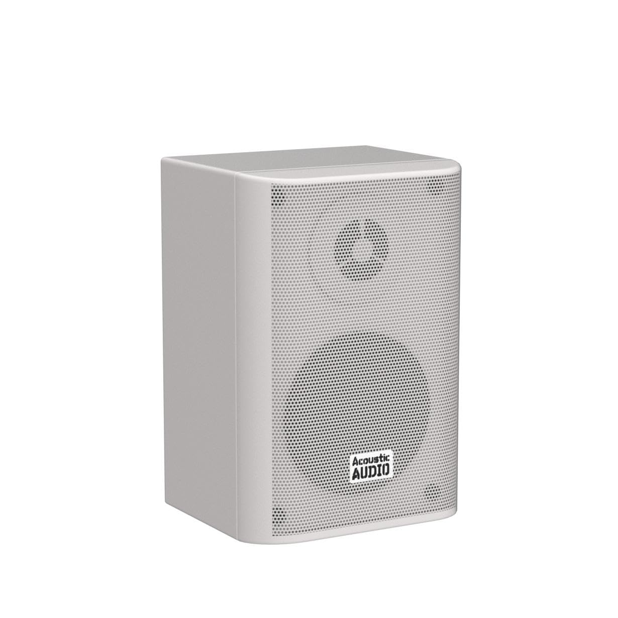 Bocinas Acoustic Audio blancas AA351W para Interiores y Exteriores, juego de 2