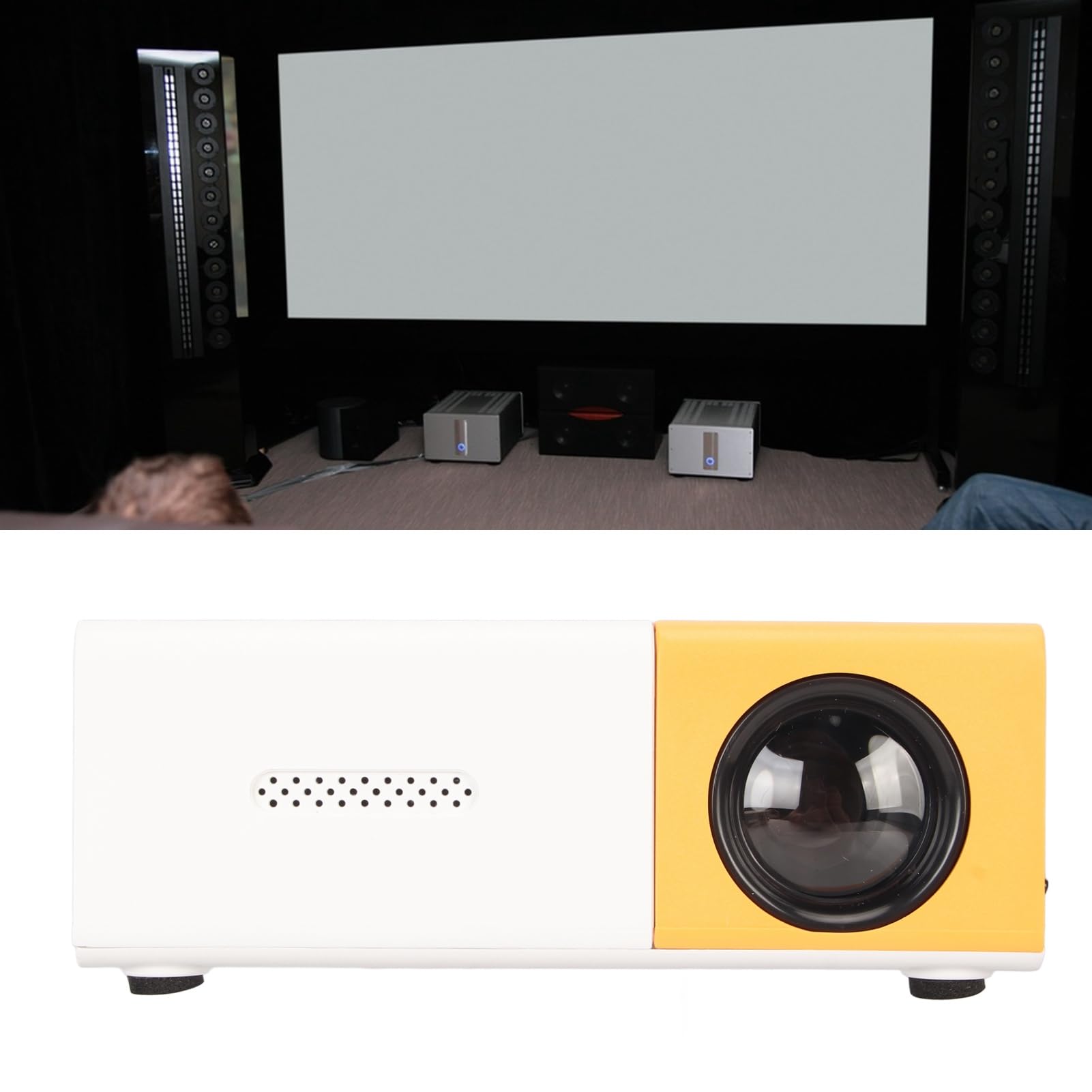 banapoy Mini Proyector, HD 1080P TFT LCD Proyector de Video Portátil con Control Remoto AV VGA HD USB, Proyector de Cine en Casa Video Proyector de Teléfono Pequeño de Bolsillo Inteligente