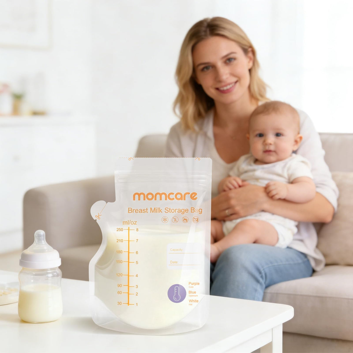 Momcare - Bolsa de almacenamiento de leche materna con sensor de