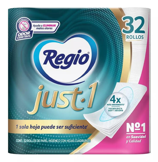 Papel Higiénico Regio Hojas Cuádruples Paquete 32 Rollos