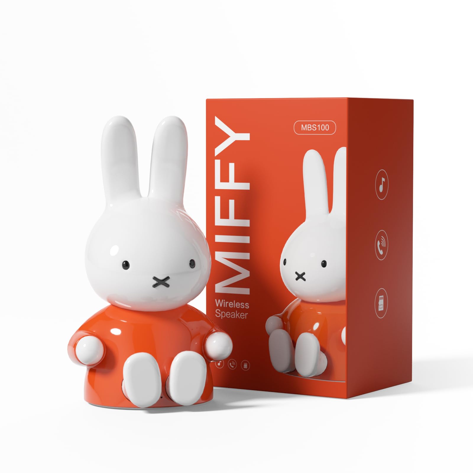Miffy - Altavoces portátiles con Bluetooth, bonitos altavoces inalámbricos portátiles con sonido estéreo fuerte, micrófono integrado, ranura para tarjeta TF, doble emparejamiento, tiempo de