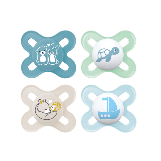 MAM Original Start - Chupetes de bebé mate para 0-3 meses, pezón de silicona sin BPA, fácil de limpiar, ideal para bebés recién nacidos, desarrollado con expertos médicos, 4 unidades