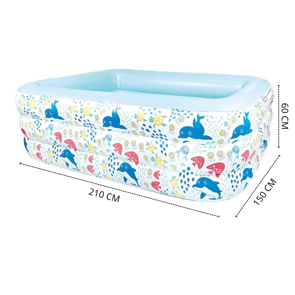 Piscina Inflable SALUD 360° Azul Rectangular para Niños y Familia Exterior e Interior