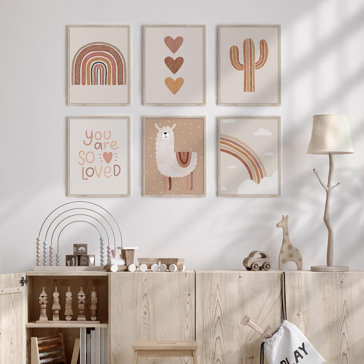 Canssape - Póster bohemio para decoración de habitación de bebé, lona para pared, decoración de pared de habitación de bebé, sin marco, decoración de pared para niños, para decoración de habitación de