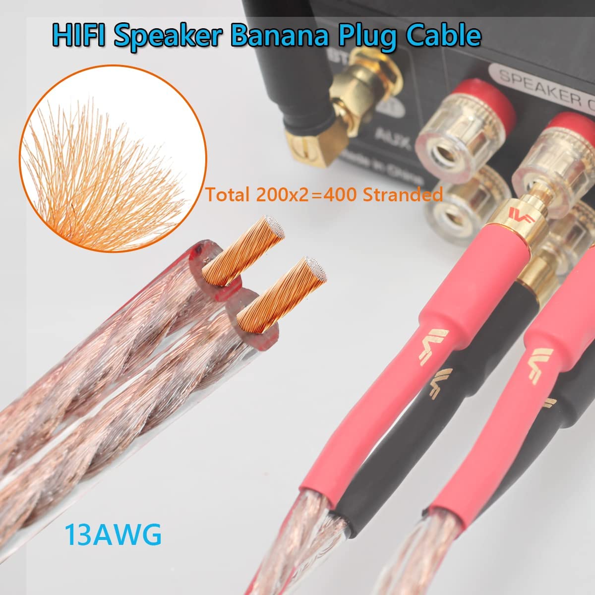 Cables de Altavoz UCINNOVATE 13 AWG Oro Cobre de Alta Fidelidad