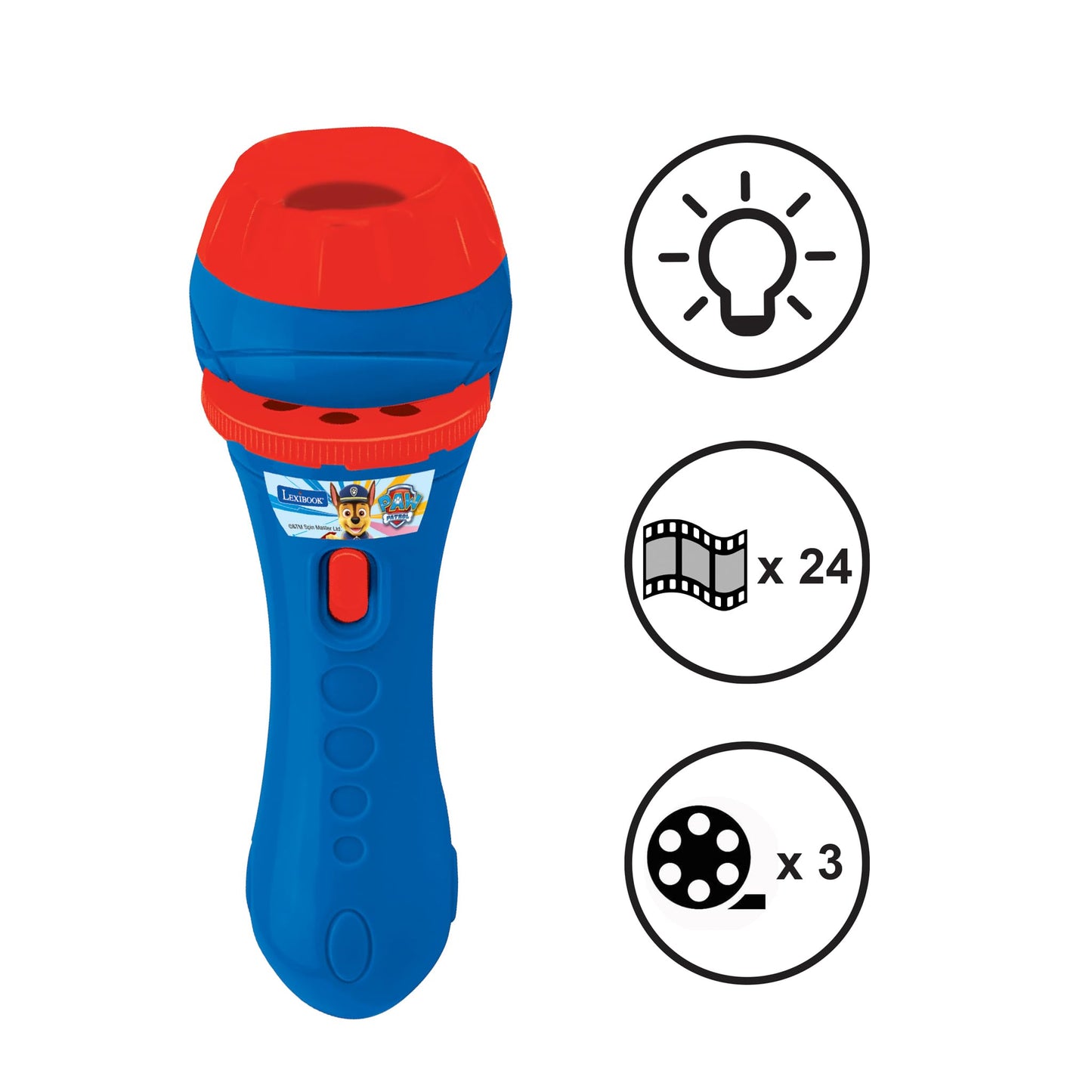 LEXiBOOK, Patrulla Canina, proyector de Historias, luz de antorcha y proyector con 3 Discos, 24 imágenes, CREA Tus propias Historias, LTC050PA