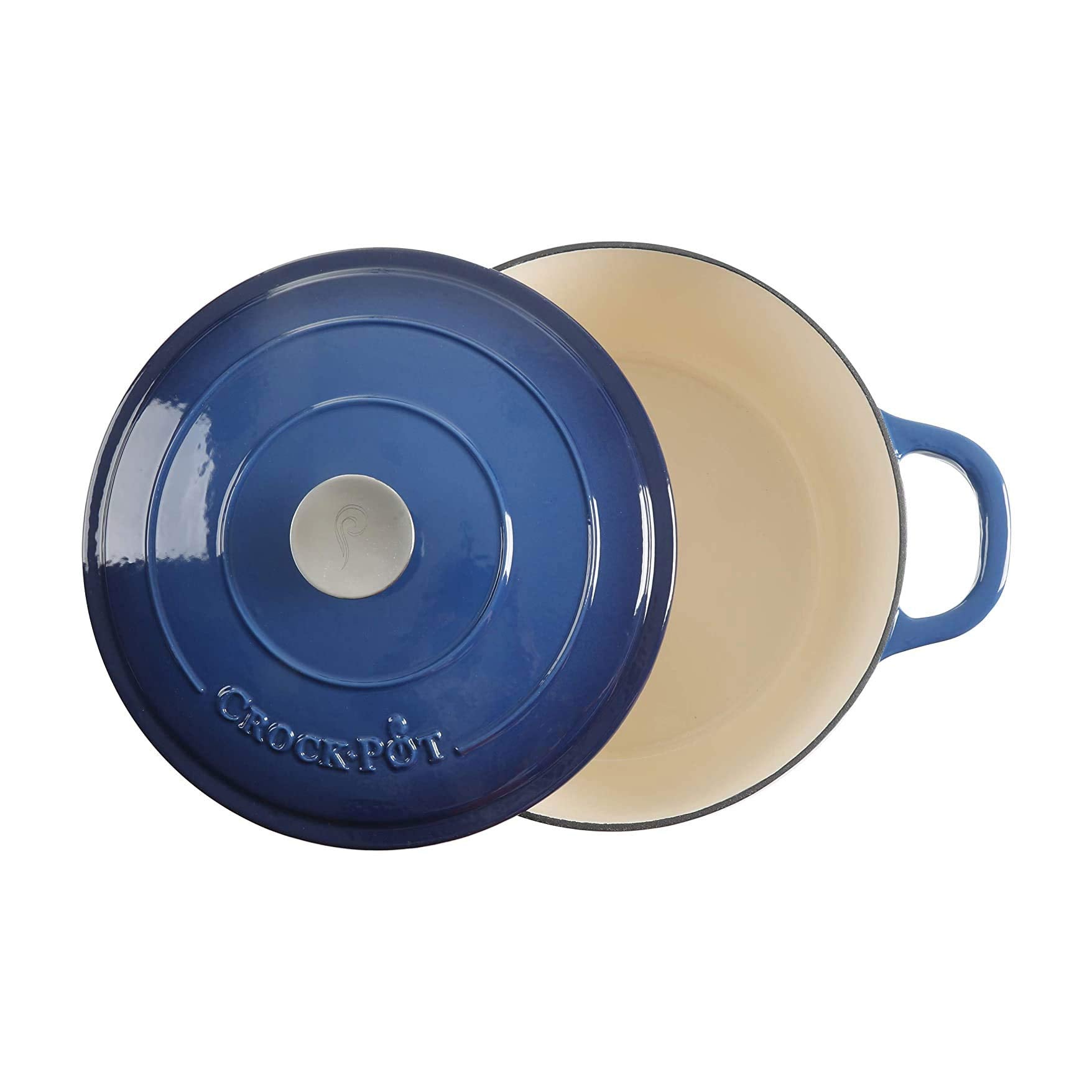 Crock Pot Olla, horno holandés redondo, Sapphire Blue, 7-Quart, 1