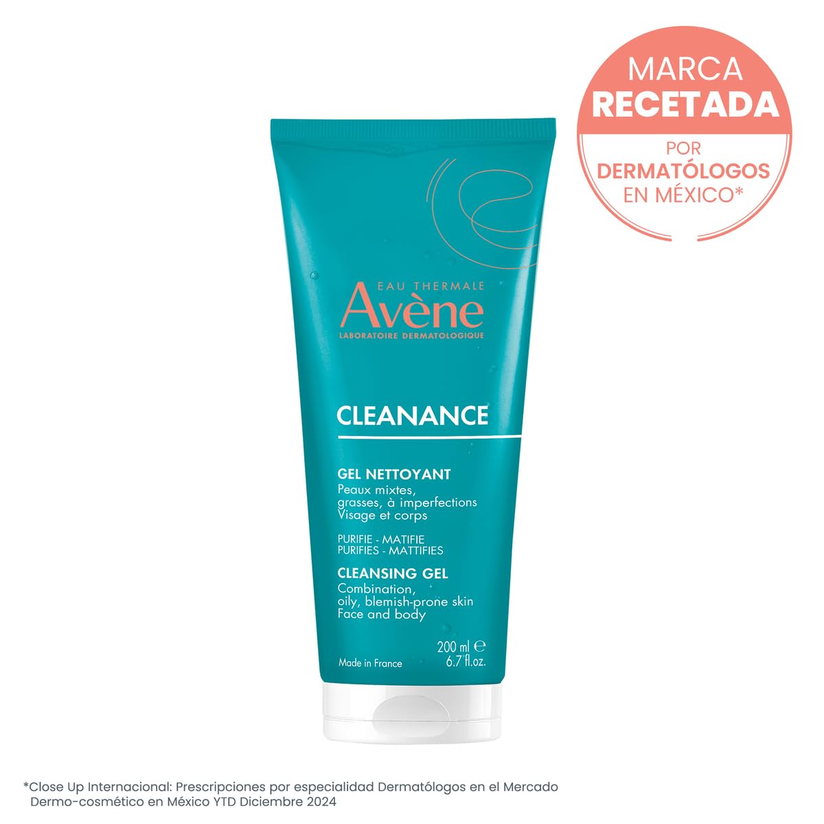 Avene Cleanance Gel Limpiador Facial Piel Grasa y Mixta, 200ml