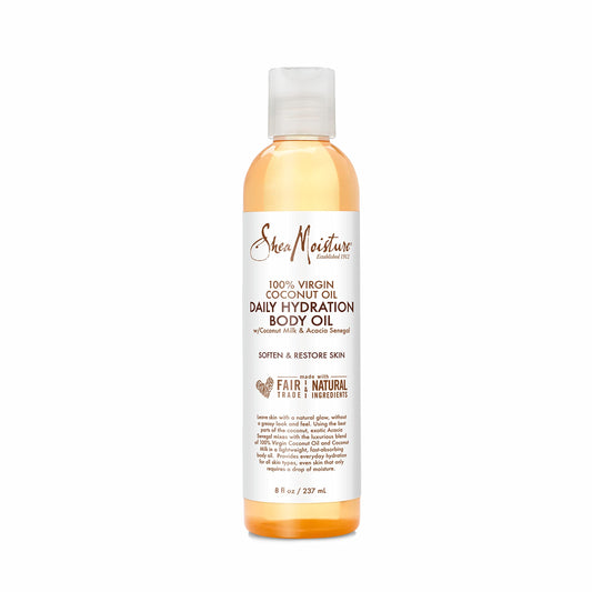 Shea Moisture 100% Virgin Coconut Body Oil for Unisex, Daily Hydration, 8 Ounce