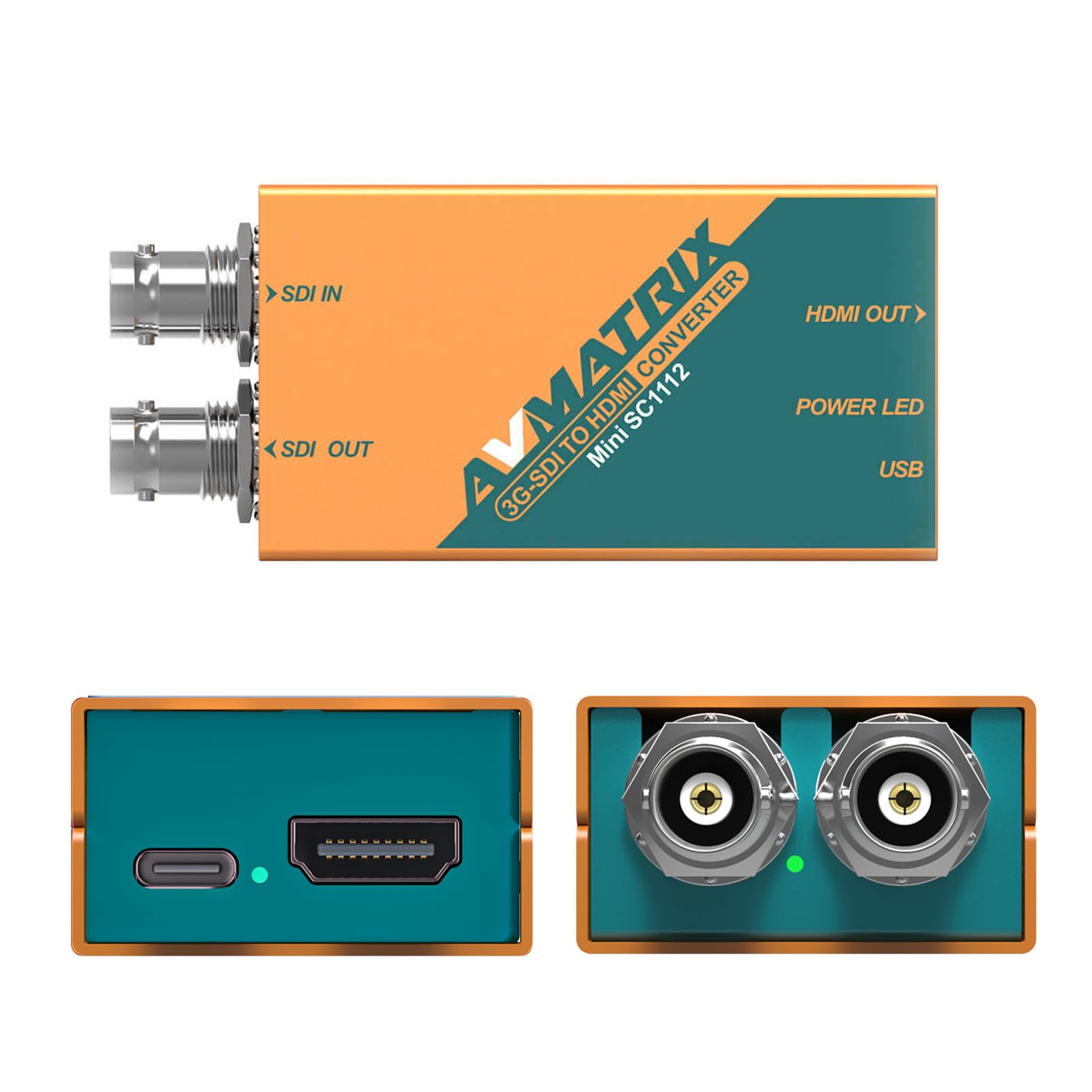 AVMATRIX MINI SC1112 Mini convertidor SDI a HDMI, HD/SD/3G-SDI Loop Out, convertidor SDI/HDMI tamaño de bolsillo y fácil montaje, solución de alimentación USB-C