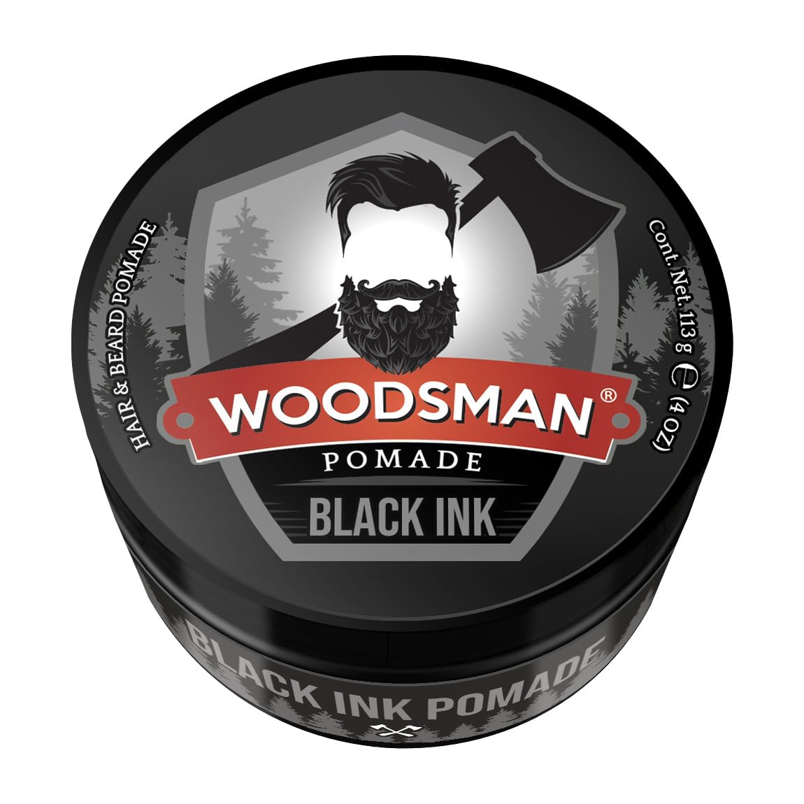 Woodsman - Pomada Negra Para Cabello Y Barba Cubre Canas, Matiza y Da Intensidad al Cabello Negro 113g