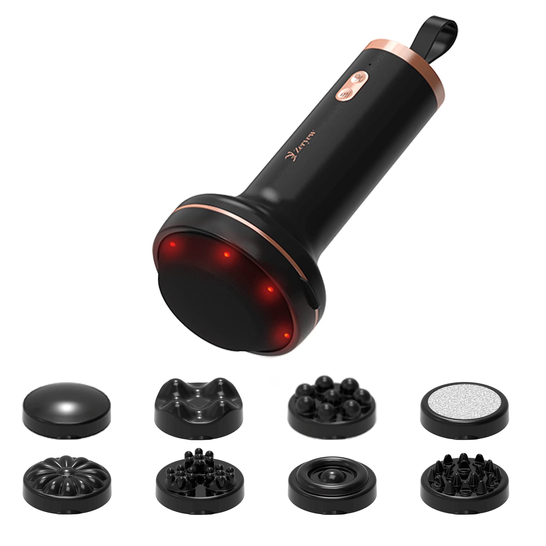 ZY ZERYEW Masajeador De Celulitis De Mano, Máquina Para Esculpir El Cuerpo, Recargable E Inalámbrico, Masajeador De Grasa Estomacal Con 8 Cabezales De Masaje 2 Cubiertas De Malla, Masaje Abdominal Vie