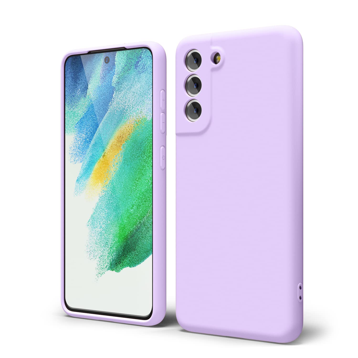 oakxco - Funda de silicona líquida para Samsung Galaxy S21 FE 5G, bonita funda delgada de goma suave TPU lisa para mujeres y niñas, mate sólido protector y a prueba de golpes, lila lavanda morado