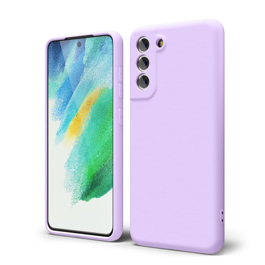 oakxco - Funda de silicona líquida para Samsung Galaxy S21 FE 5G, bonita funda delgada de goma suave TPU lisa para mujeres y niñas, mate sólido protector y a prueba de golpes, lila lavanda morado