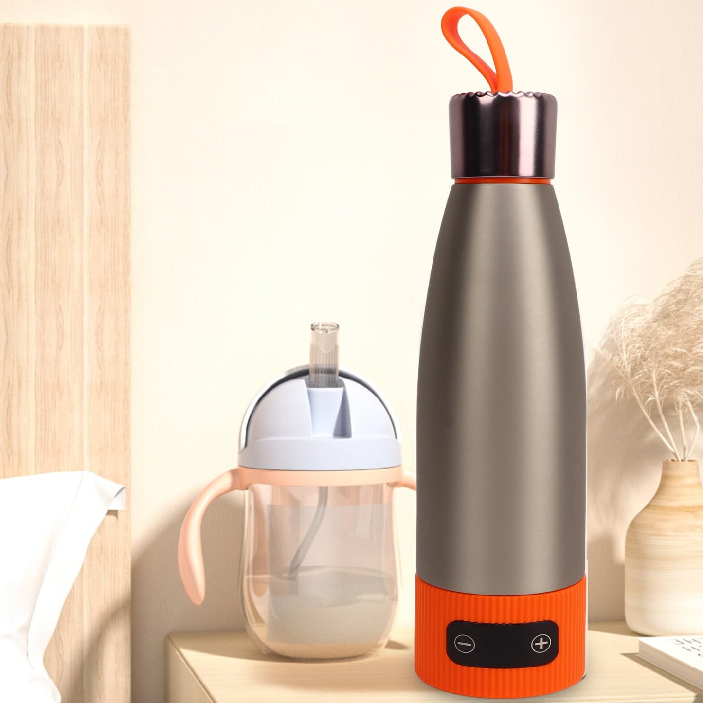 Calentador de Agua Portátil, 350ml Calentador de Biberón Portátil para Bebés, Calentador de Leche para Leche Materna o Fórmula, Viaje y Casa, Batería de 15000mAh de Potencia