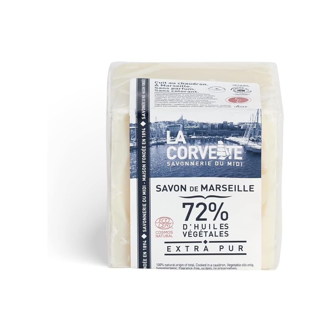 La Corvette | Jabón Orgánico Extra Puro Envuelto en Cubo Hipoalergenico, Hecho 100% de Aceites Vegetales Puros, Sin Parabenos, 200 g.