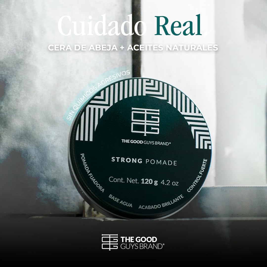 Cera para Cabello Hombre | Strong Pomade a Base de Agua | Pomada para Cabello Hombre Fijación Expert sin Residuos | Ideal para Cabello Grueso y Ondulado | THE GOOD GUYS BRAND (120gr)