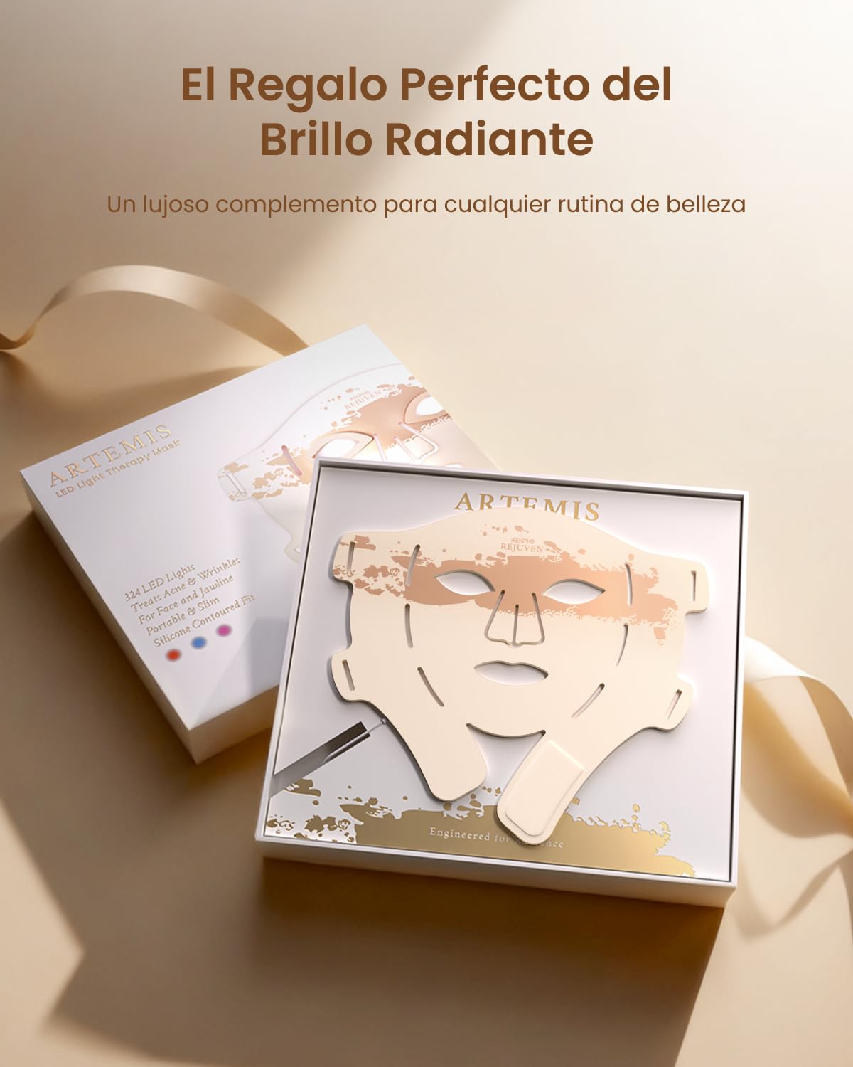 RENPHO Máscara de Luz Suave con 3 Longitudes de Onda (630nm/415nm/850nm), incluye luz infrarroja cercana, para uso personal en cualquier momento