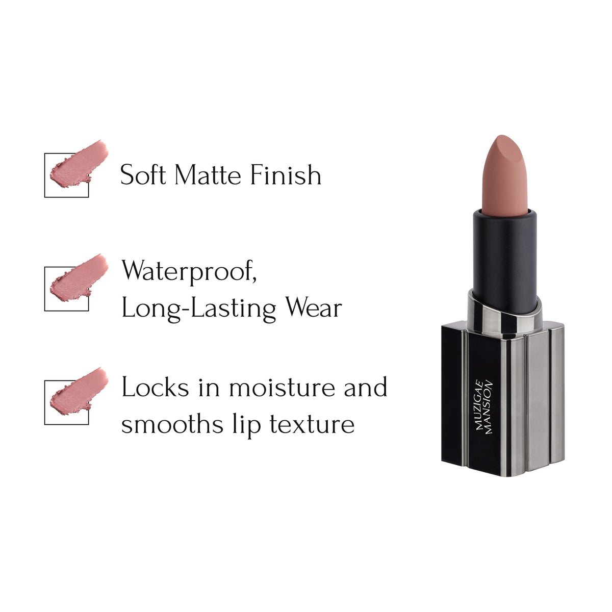 MUZIGAE MANSION Lápiz labial Blur de Moodwear: efecto difuminador suave, hidratante de larga duración, resistente al agua, K-Beauty: tonos MLBB y rojos intensos (diseño metálico elegante) (efecto di