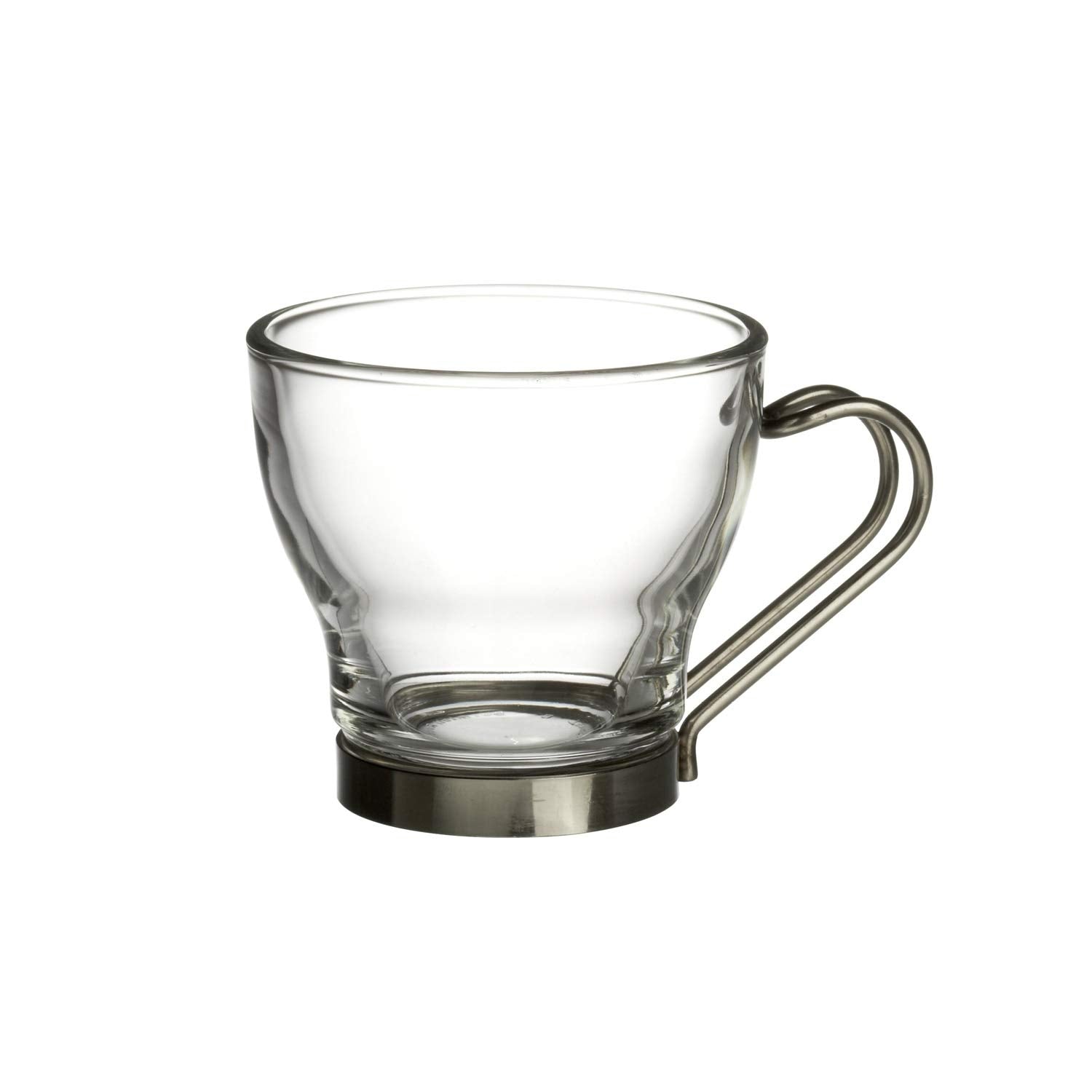 Bormioli Rocco Verdi Espresso Cup With Stainless Steel Handle, Set of 4, Gift Boxed, 3.5 ounces