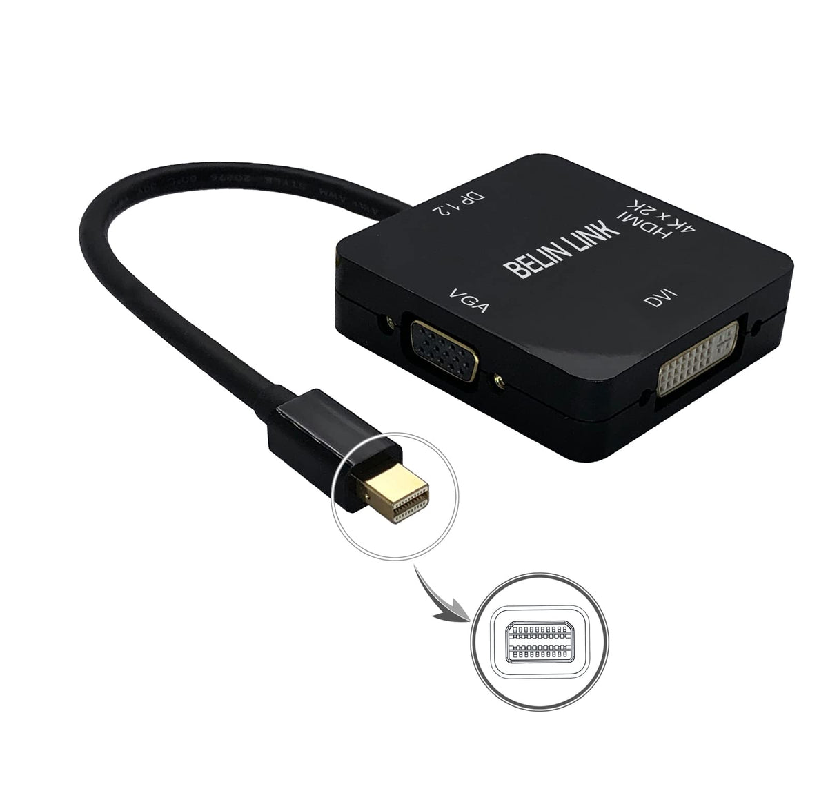 Adaptador Mini DisplayPort a HDMI VGA DVI para Surface y MacBook Plataformas de Video Multi-Pantalla