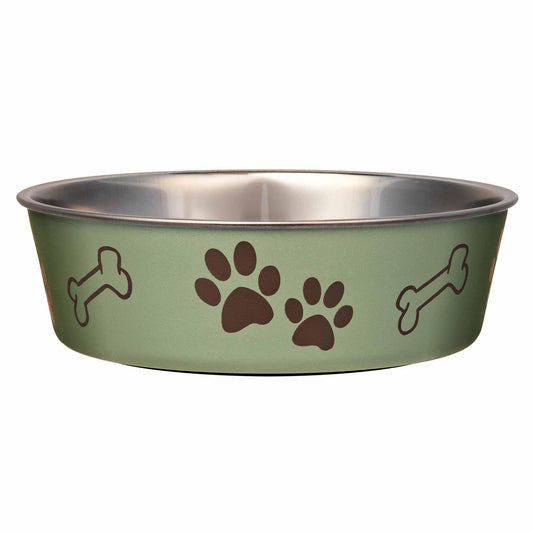 Loving Pets Metallic Bella Bowl Dog Bowl, Medium, 1 Quart, Artichoke