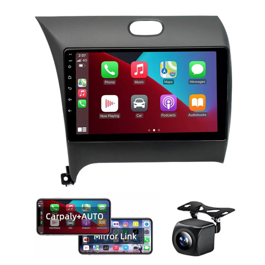 FINYQBET Estéreo para Auto Kia K3 Cerato Forte 2013-2018, Android 11 con CarPlay y Android Auto Inalámbrico, Pantalla Táctil de 9 Pulgadas, Compatible con Cámara de Reversa y Control de Volante