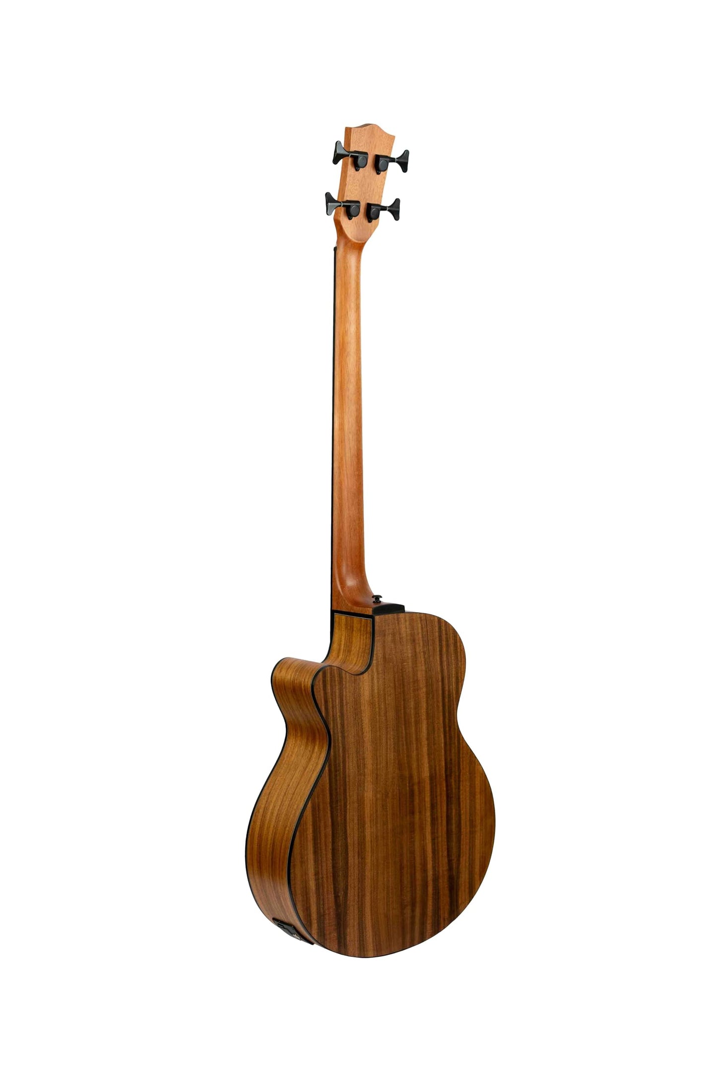 BAMBOO, Bajo Electroacústico Koa, Escala Larga con funda acolchada y ecualizador de 3 bandas, control de volumen y afinador cromático. Tapa, aros y fondo de Koa.